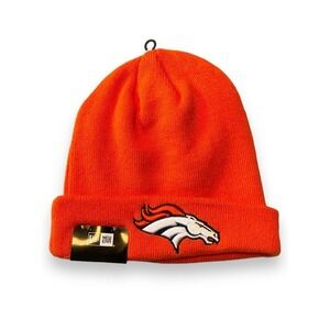NWT New Era Denver Broncos NFL Embroidered Logos Beanie Hat Unisex OS Orange